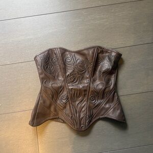 Bershka Brown Zippered Corset